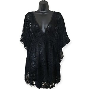 ❤️Xhilaration Black Crochet Sheer Swim Cover-Up☆